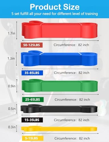 Pull Up Bands, Resistance Bands, Pull Up Assistance Bands Set for 5 Colorful