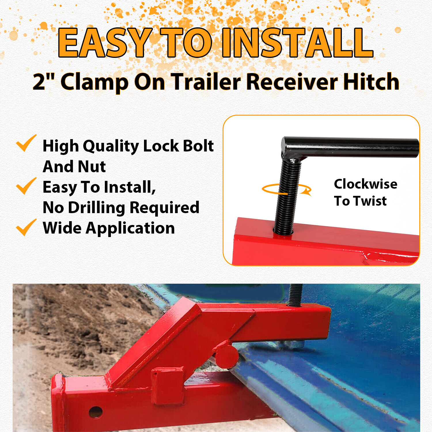 Upgraded Clamp On Trailer Hitch Ball Mount Receiver For Bobcat Tractor Bucket