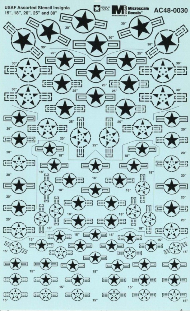 Microscale 1/48 USAF US Air Force Low Viz Assorted Stencils Insignia Decals