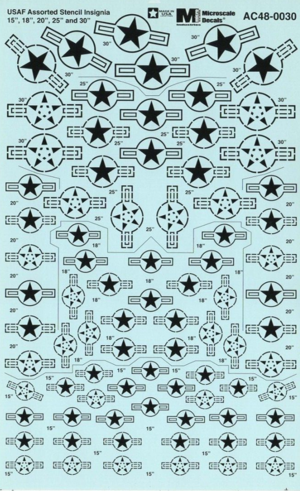 Microscale 1/48 USAF US Air Force Low Viz Assorted Stencils Insignia Decals
