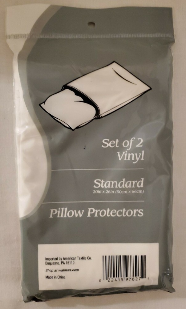 New Bedding Basics Vinyl Pillow Protector Standard Size 2 Pack