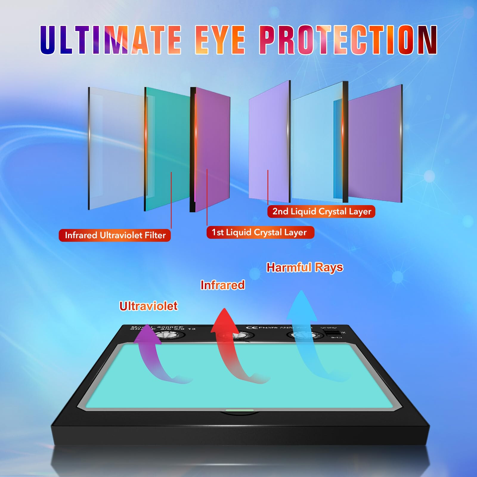 TRQWH True Color Auto Darkening Welding Lens 4 Arc Sensor Shade 4/5-13