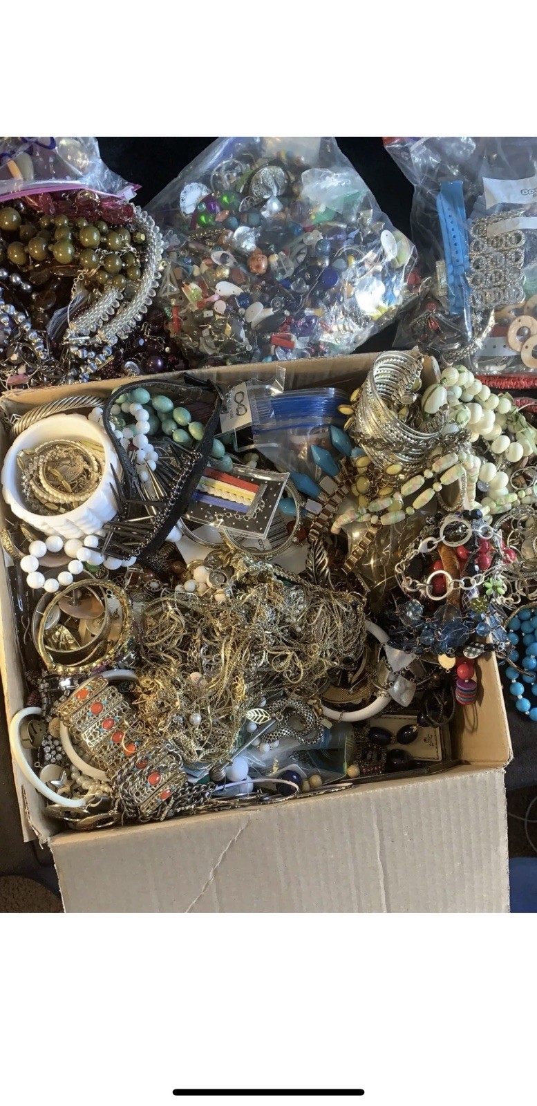 6+ Lbs. POUNDS Unsearched Huge Lot Jewelry Vtg-Now Junk Art Craft Treasure Hunt