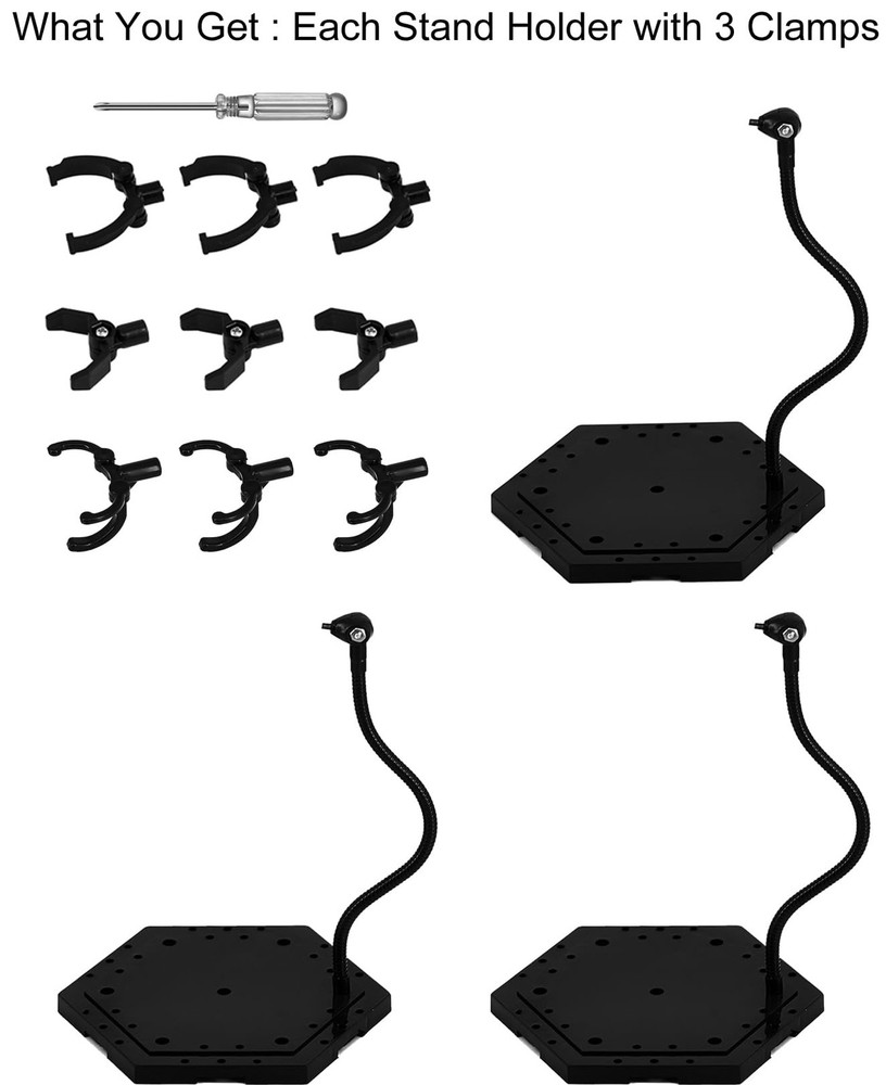 Yocoolfun 3 Pack Black Action Figure Stand,Action Display Holder