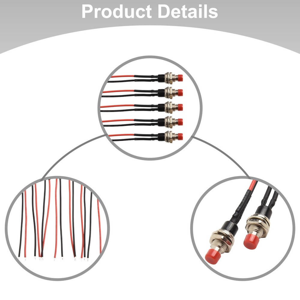 10 Pack Mini Push Button Pre-Wired Momentary N/O OFF-ON Switch 3A10cm Wire