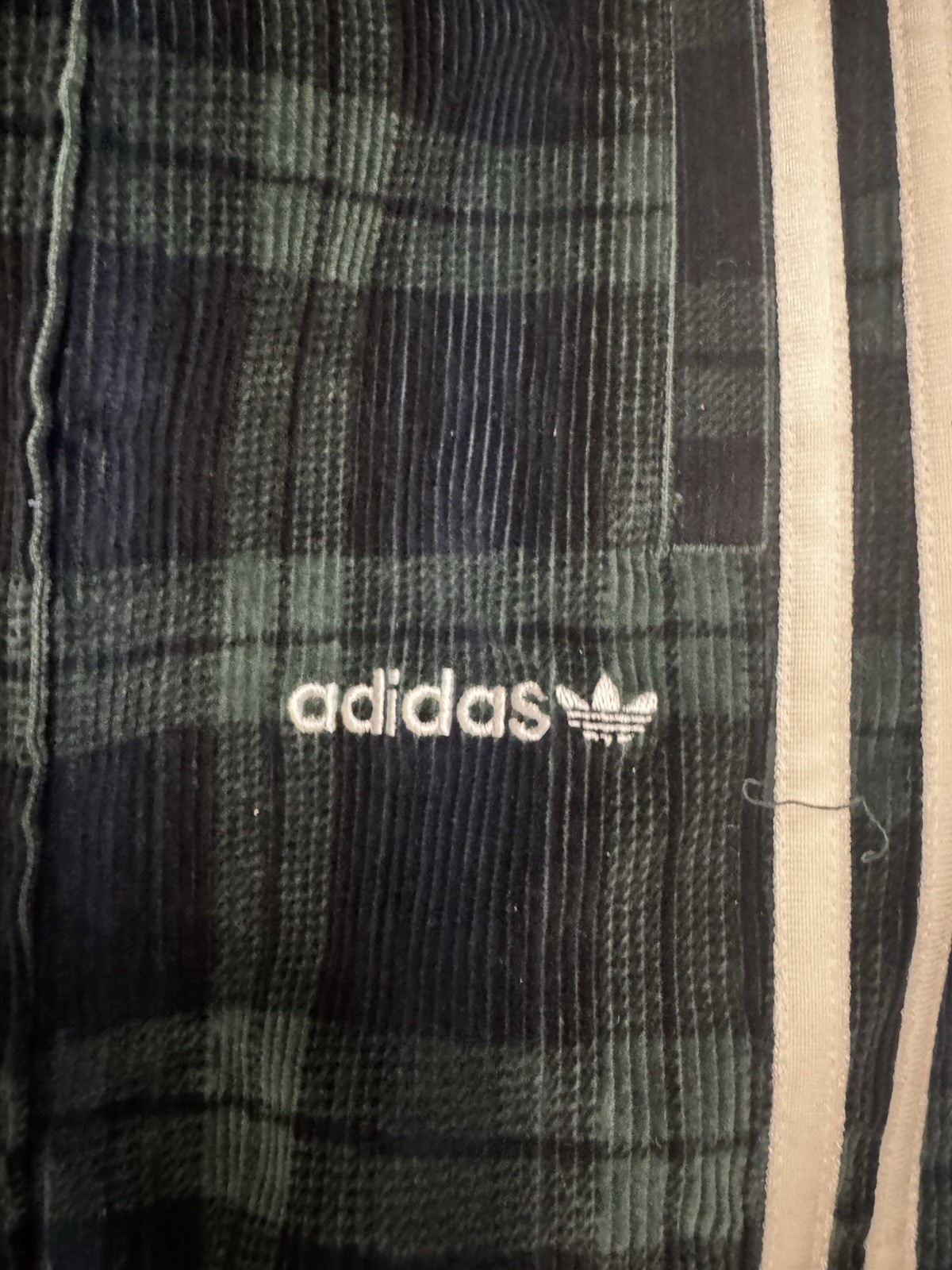Adidas Originals Tartan Black Watch Plaid Corduroy Wide Leg Track Pant IX7415 M