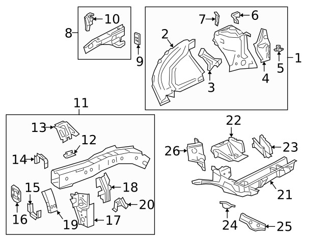 Genuine GM Driver Side Front Compartment Side Rail Plate 84526308