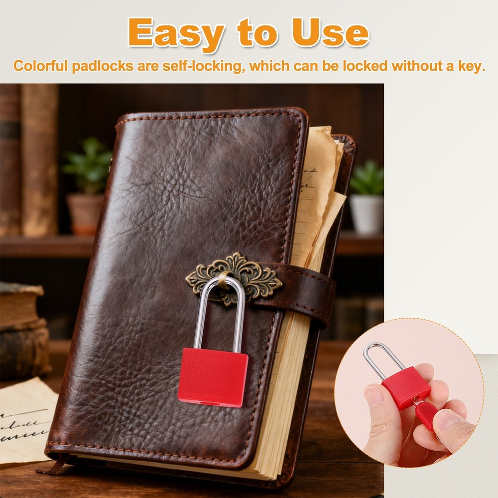 5 Pcs Padlock with Keys Long Shackle Waterproof Keyed Locks Red