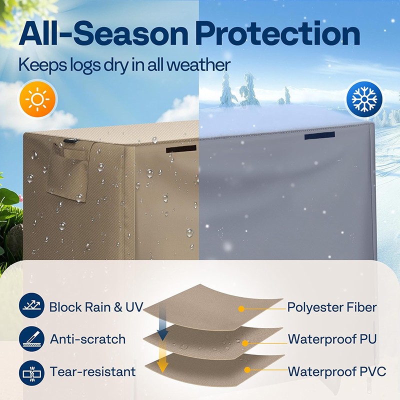 4FT Outdoor Firewood Rack with Cover Heavy Duty Firewood Holder 48''x13.8''x48''