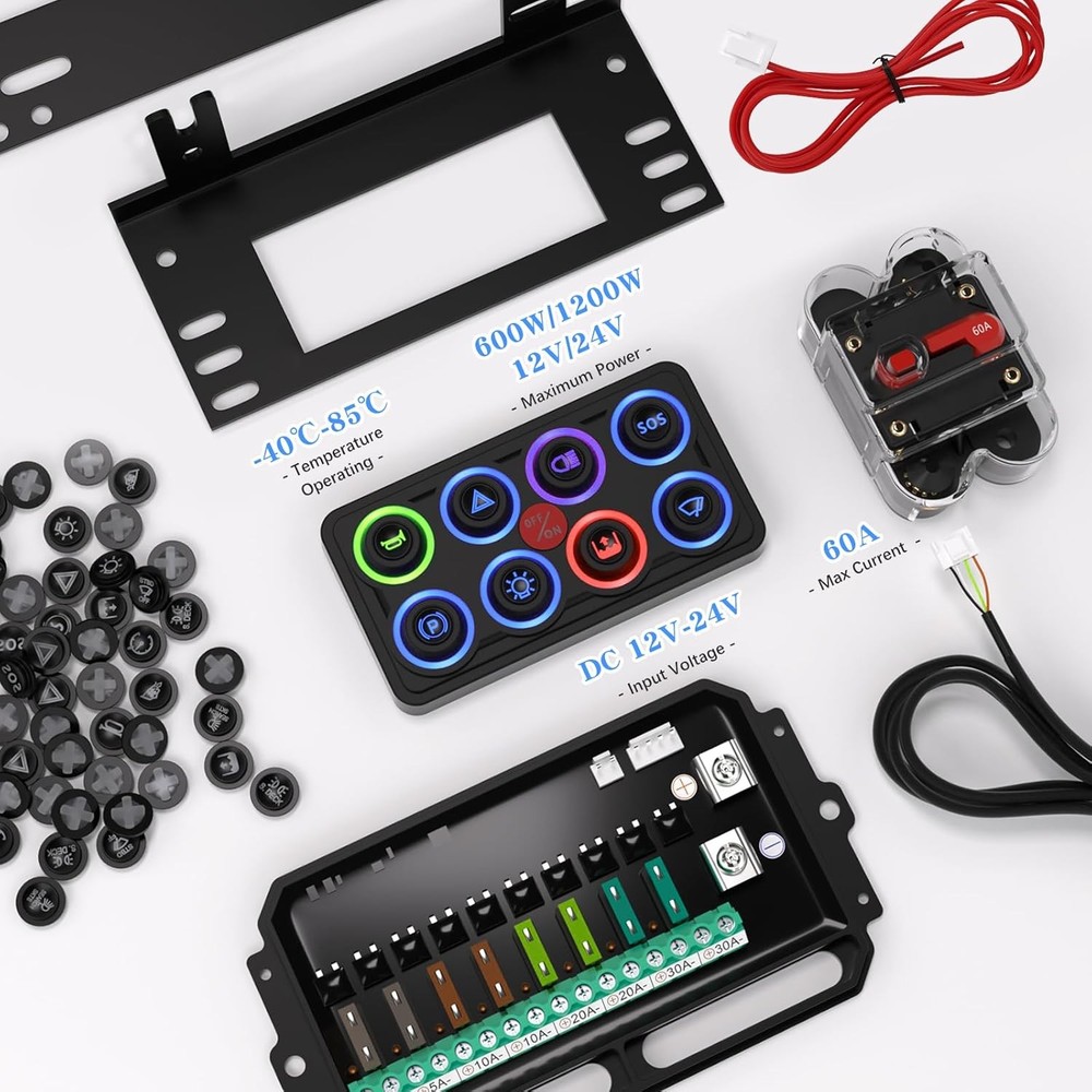 Switch Panel Upgraded Multicolored Toggle Momentary Pulse Switch Panel,Electroni