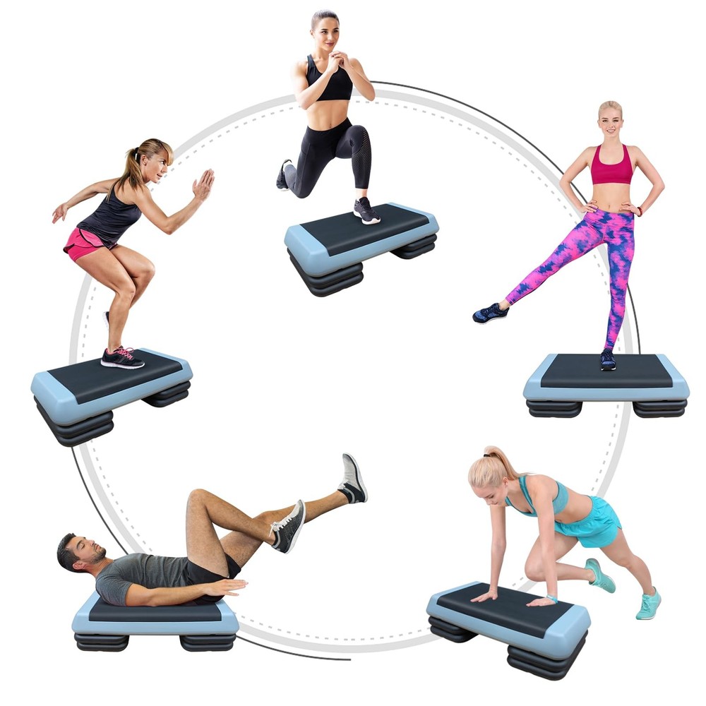 Aerobic Step Platform 30" × 14" Height Adjustable Workout Step 4" - 6" for Fi...
