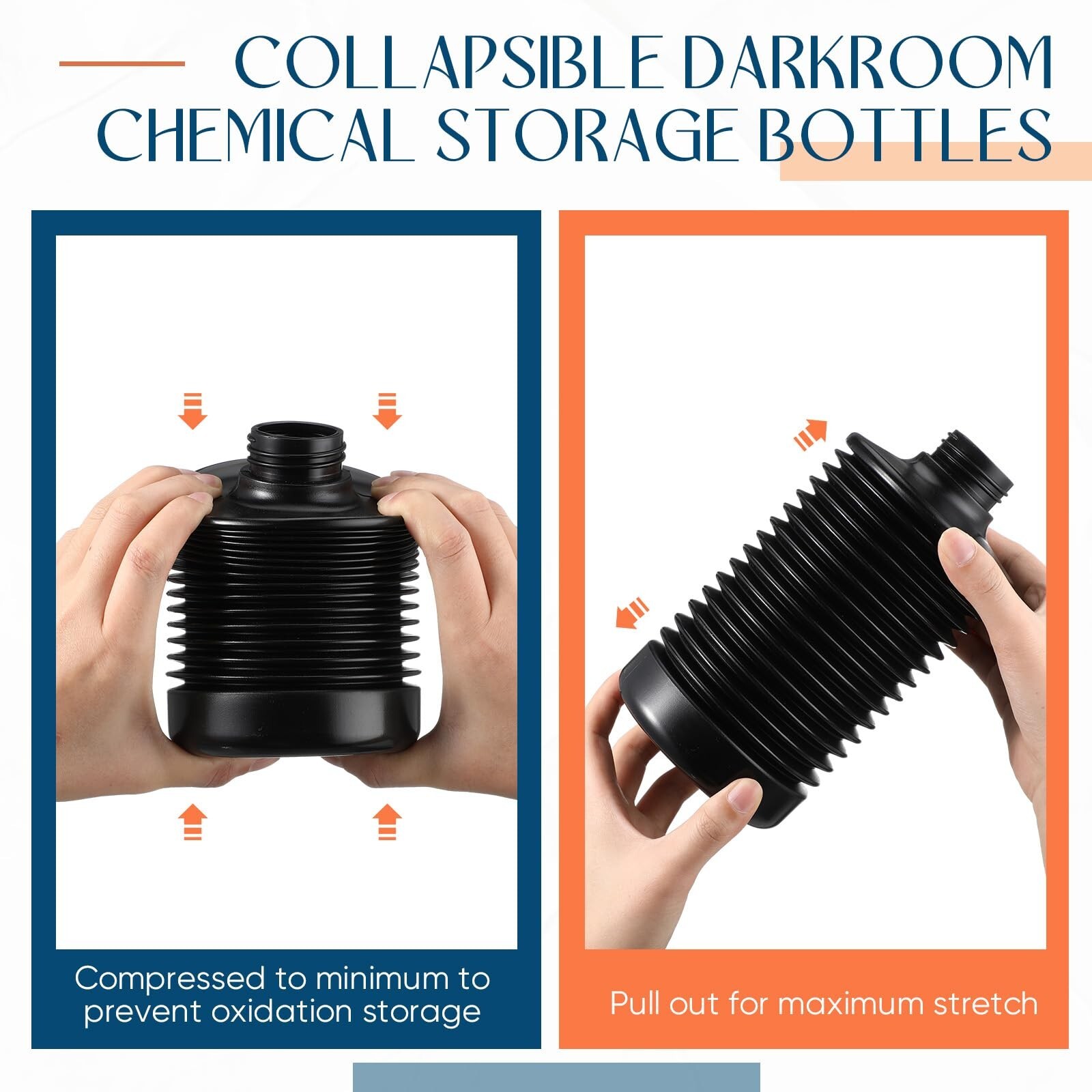 3Pcs eTone 1L Collapsible Storage Bottles For Darkroom Chemical Film Developing