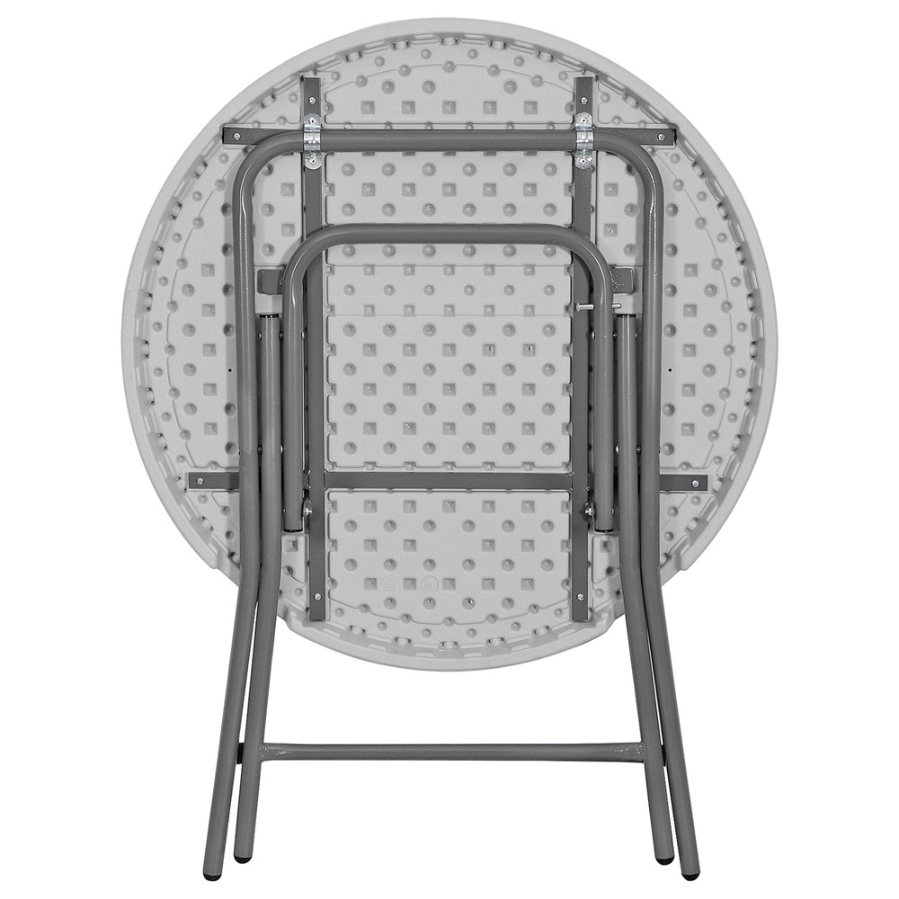32" Portable Folding Table Round Dining Card Table Plastic Tabletop Metal Frame