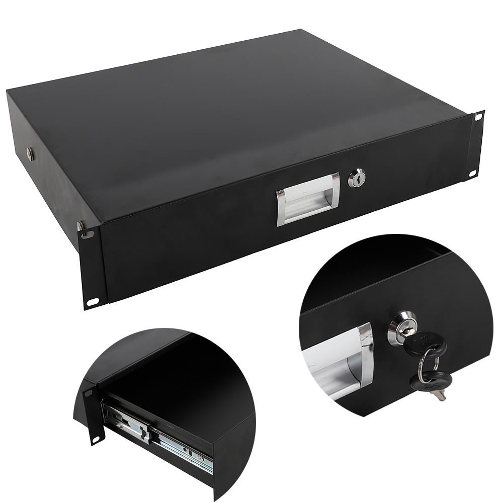 19" Rack Mount 2U Locking Drawer Audio DJ Server Rack Cabinet