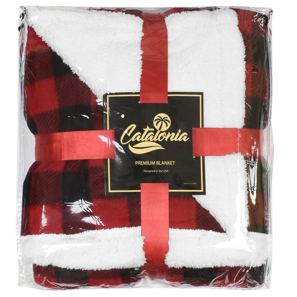 Sherpa Blanket Soft Warm Micro Fleece Plaid Pattern Throw Reversible