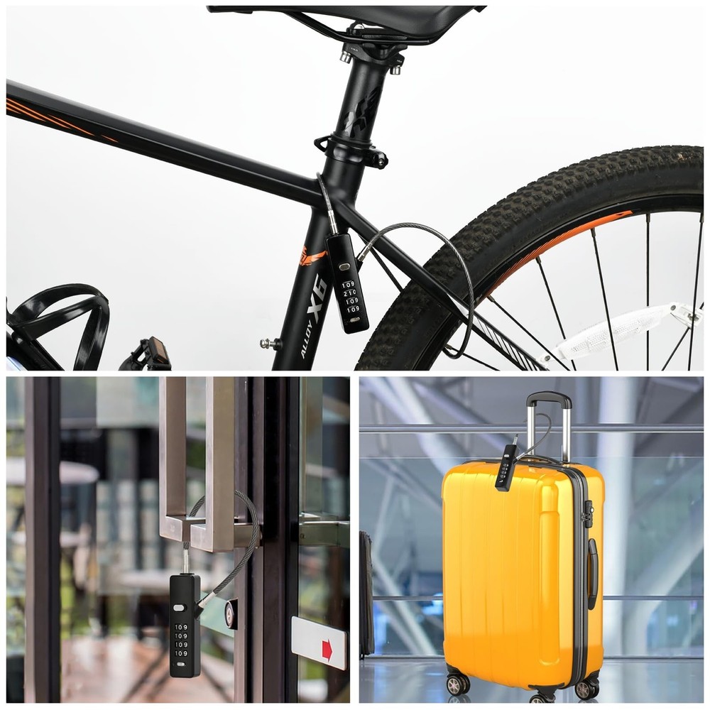 Combination Cable Lock with 3 Interchangeable Steel Braided Cables, Security ...