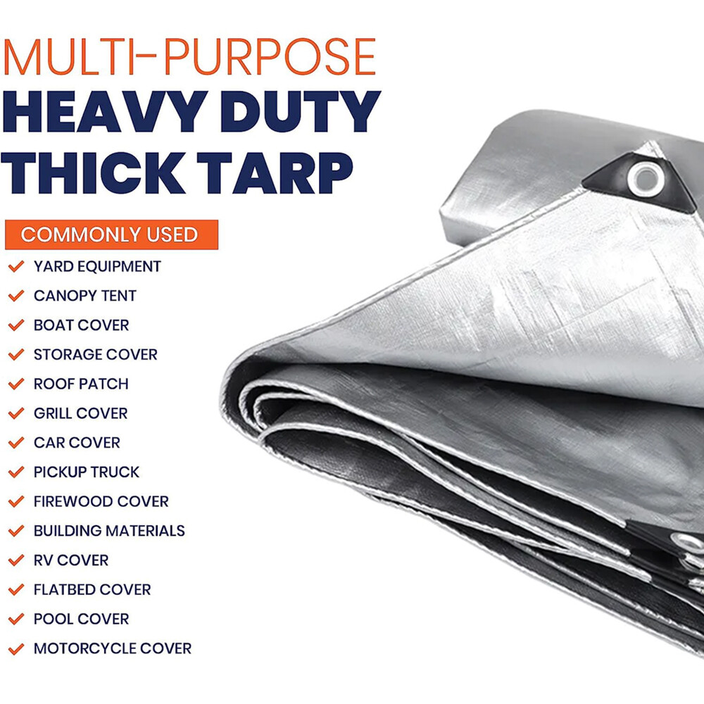 18 Mil 16 Mil True Finished Size Heavy Duty Poly Tarp Cover Waterproof Tarpaulin