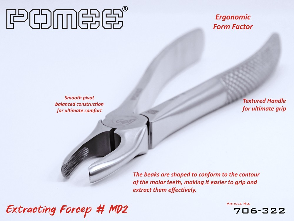 Pomee USA Extracting Forceps #MD2 Universal Upper 1st 2nd & 3rd Molars