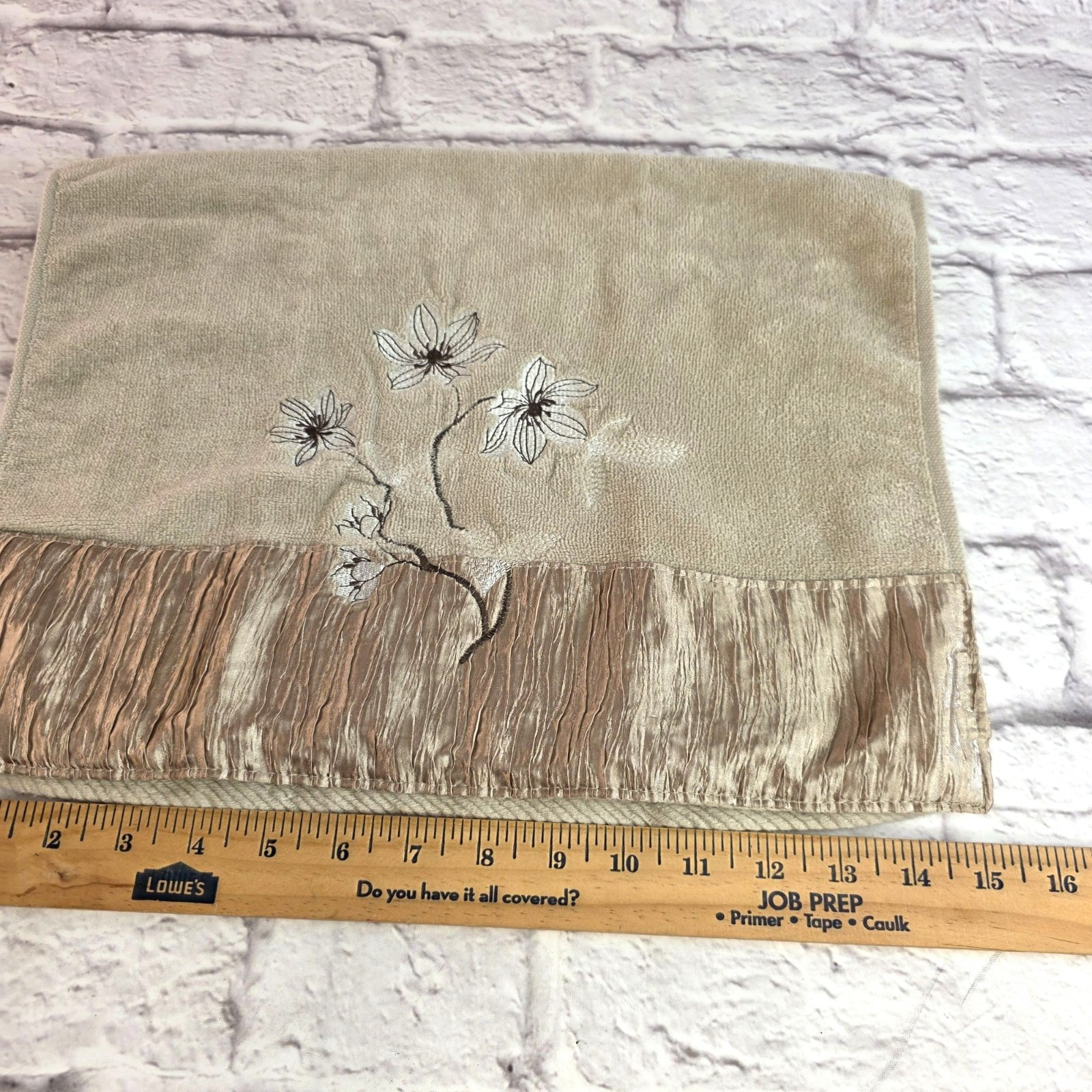 Croscill Magnolia Bath Towel 6-Piece Set Beige Embroidered Floral 100% Cotton