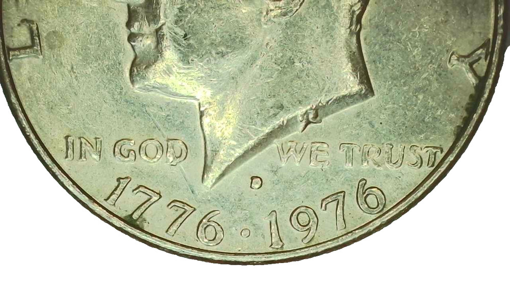 1976D Kennedy Half Dollar Error - Filled Mint Mark "D" Error - #263