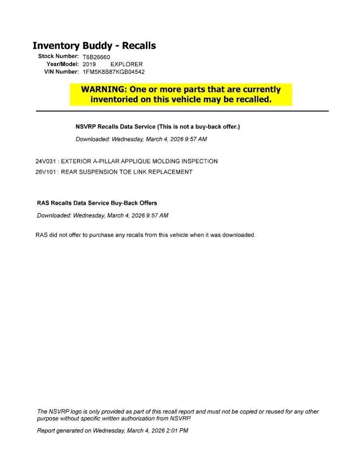 EXPLORER 2019 Transmission Shift 1013547