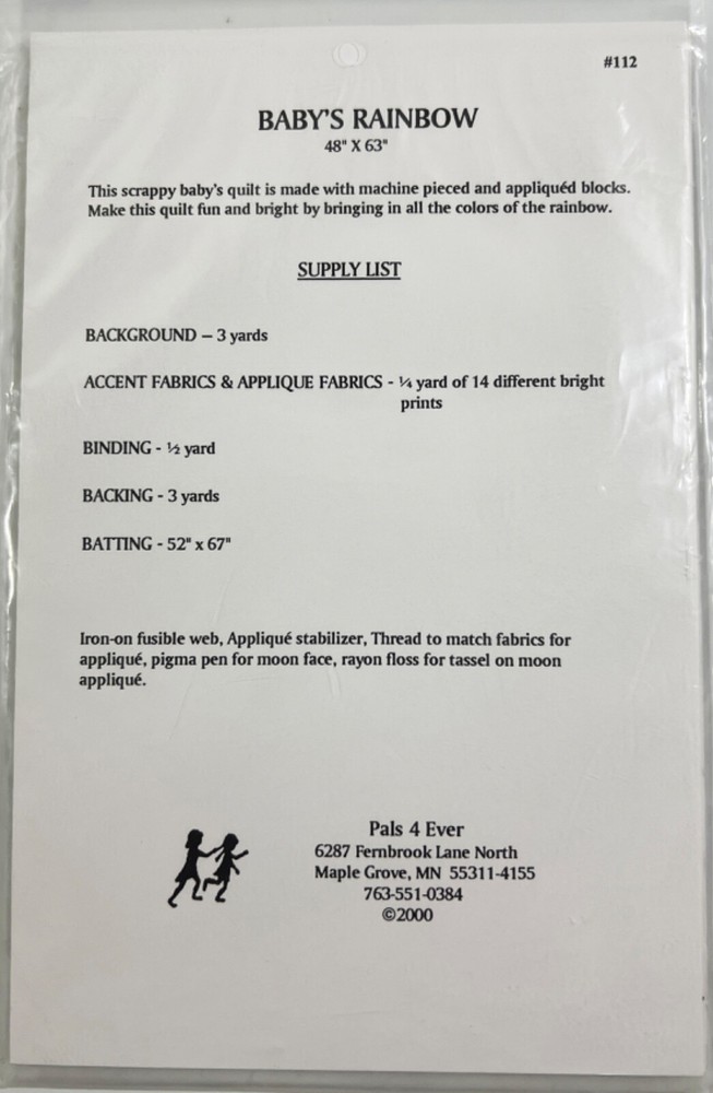 Pals 4 Ever Baby's Rainbow #112 Pattern 2000