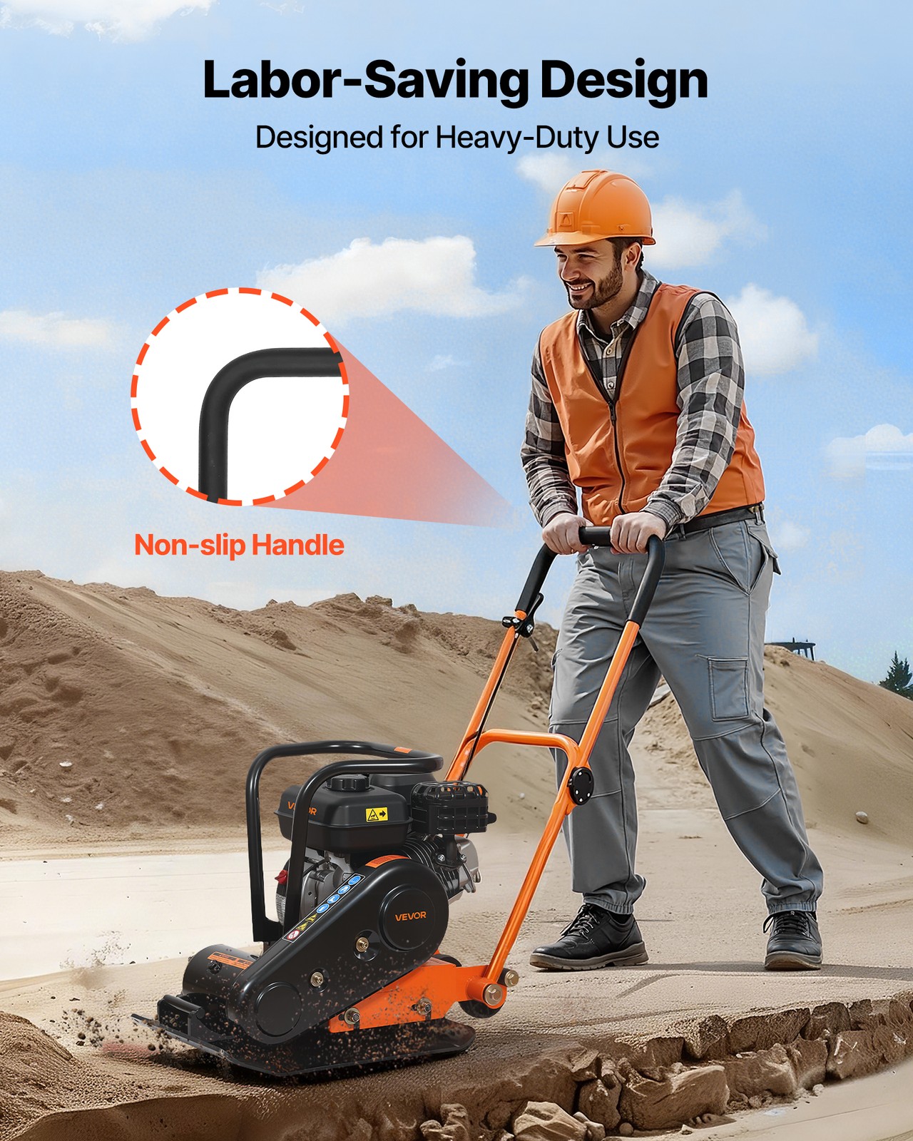 VEVOR 6.5HP Plate Compactor 5600VPM 2360lbs Vibrating Ground Rammer for Asphalt