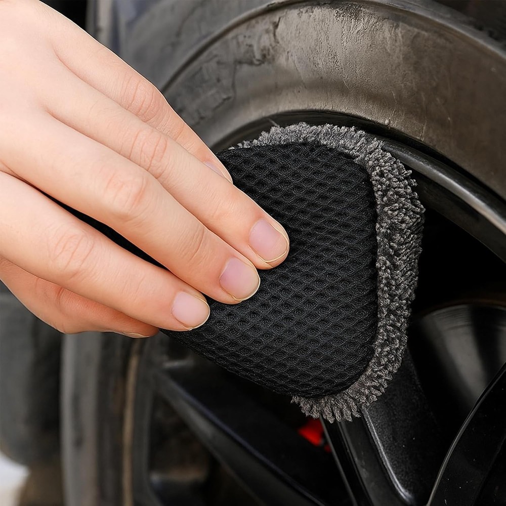3 PCS Tire Shine Applicator Sponges, Microfiber Brightener Applicator...