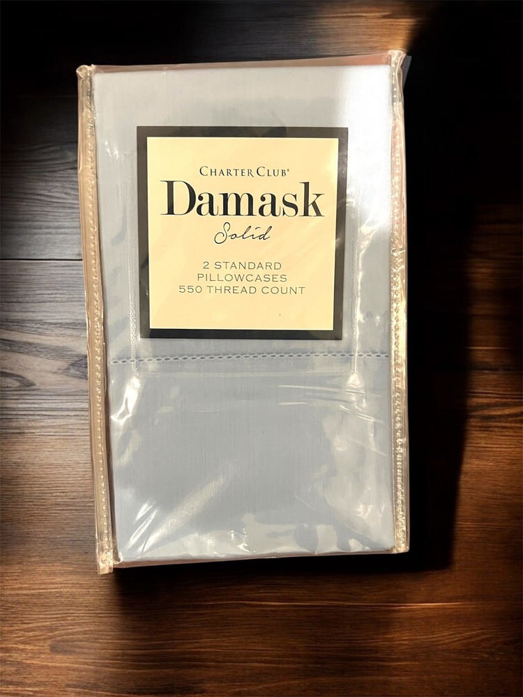 Charter Club Damask Solid 550 Thread Count 2 Standard Pillowcases Light Blue