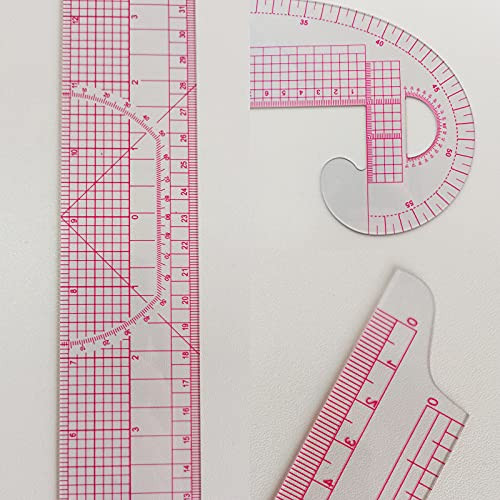 French Curve Ruler for Pattern Making, 15 Pieces Clear Sewing Ruler Set for