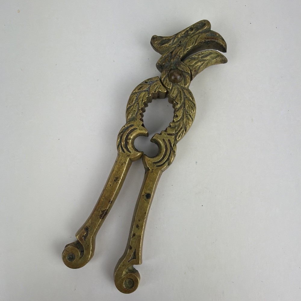 Vintage Solid Brass Nutcracker Eagle Bird Head Ornate Figural Metal Decor 5.75"