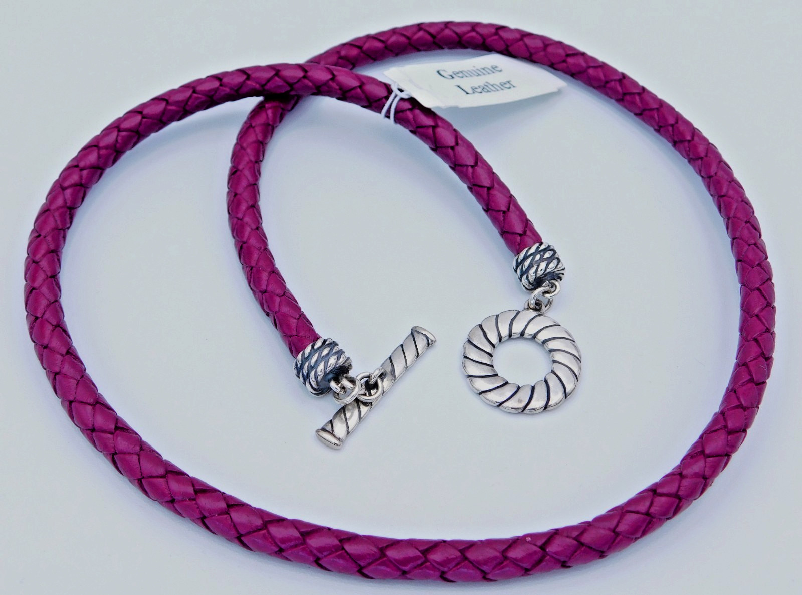 RARE! Carolyn Pollack American West Sterling Toggle Violet Leather Necklace 21"