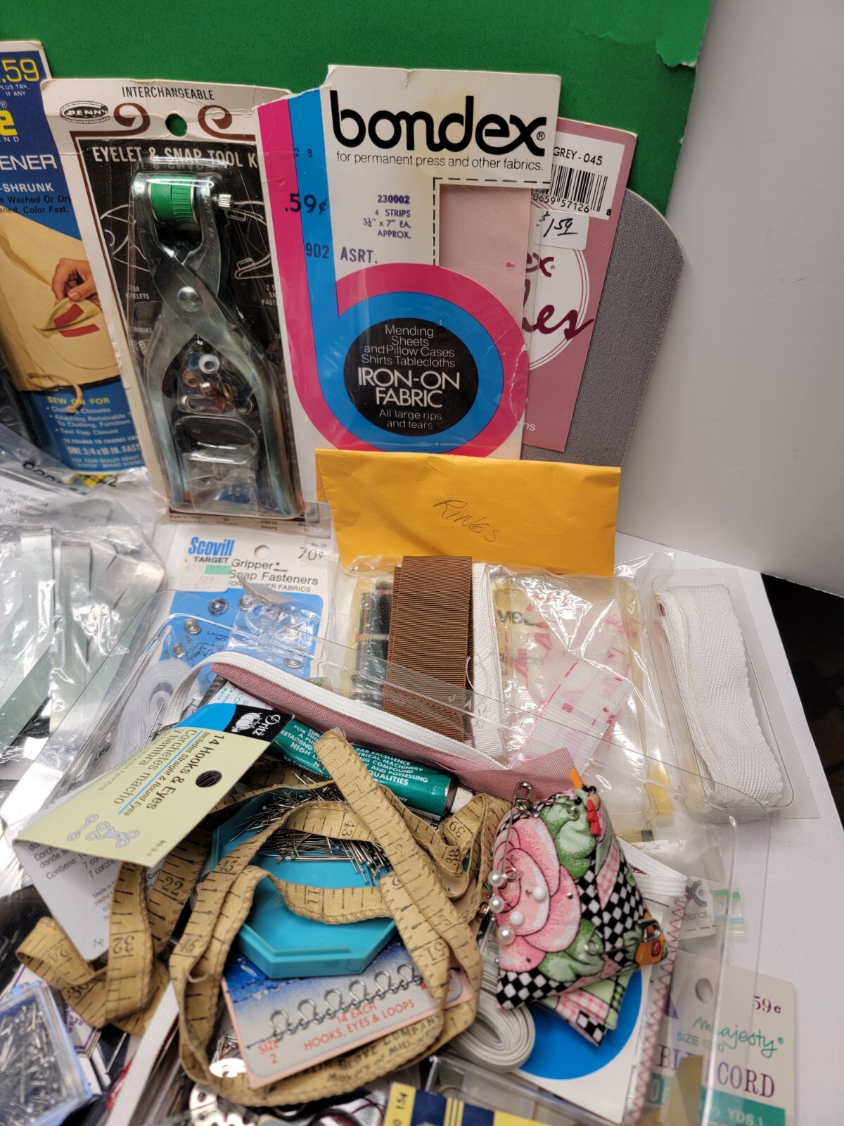 Mixed Lot of Sewing Supplies With Basket - New & Used.