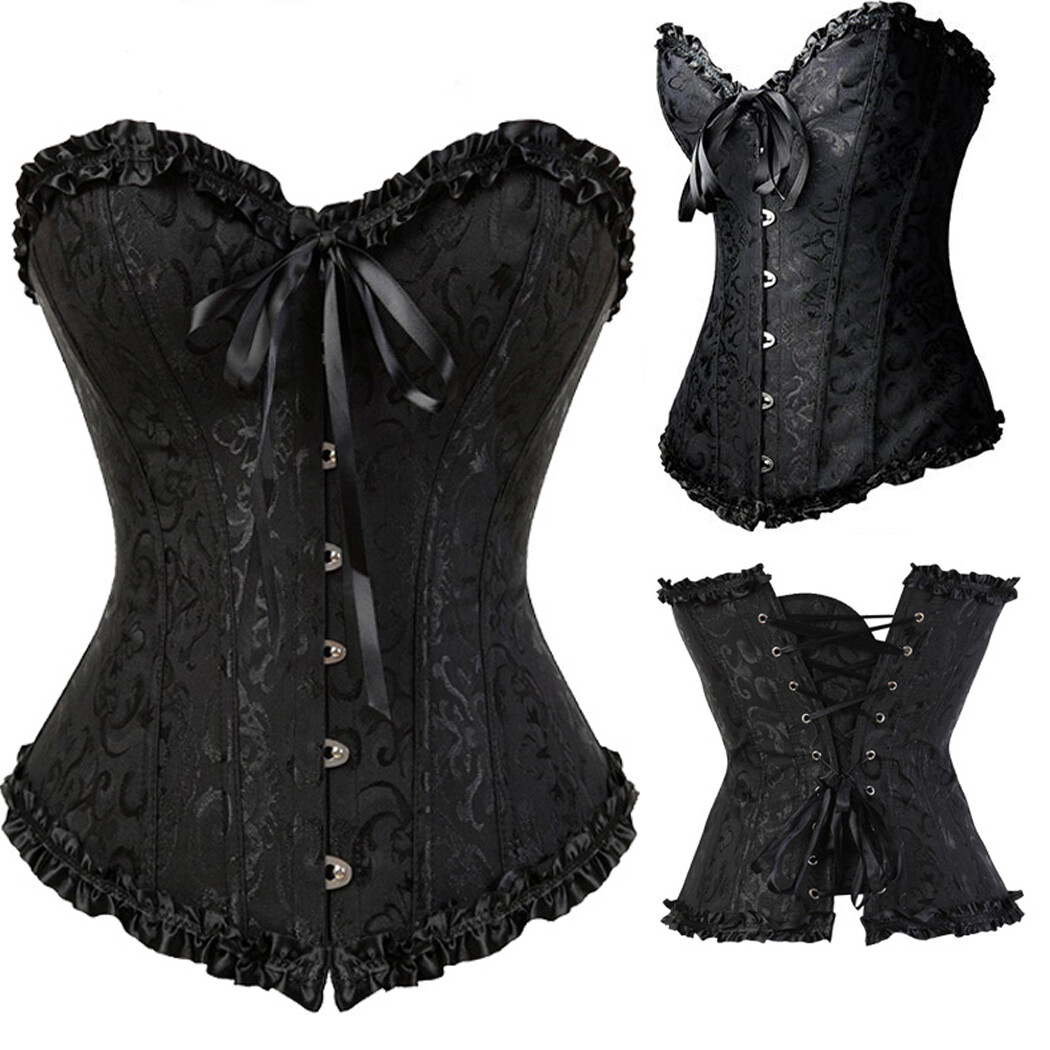 Women Sexy Lingerie Boned Oversbust Corset Bustier Waist Trainer Top Plus Size