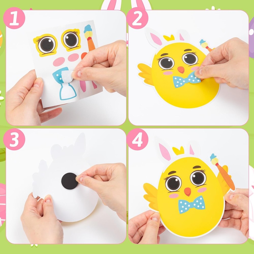 Haooryx DIY Easter Egg Magnet Craft Kit - 30 Set Make Your Own Easter Animal Egg