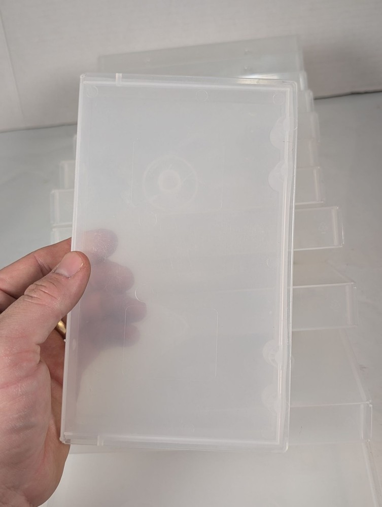 12 Clear Translucent Plastic VHS Tape Cases Storage Boxes Snap Closure Lot