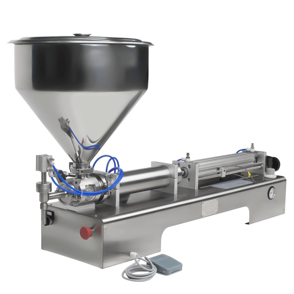 600ml Liquid Paste Filling Machine Pneumatic Bottle Pack Piston Filler & Hopper