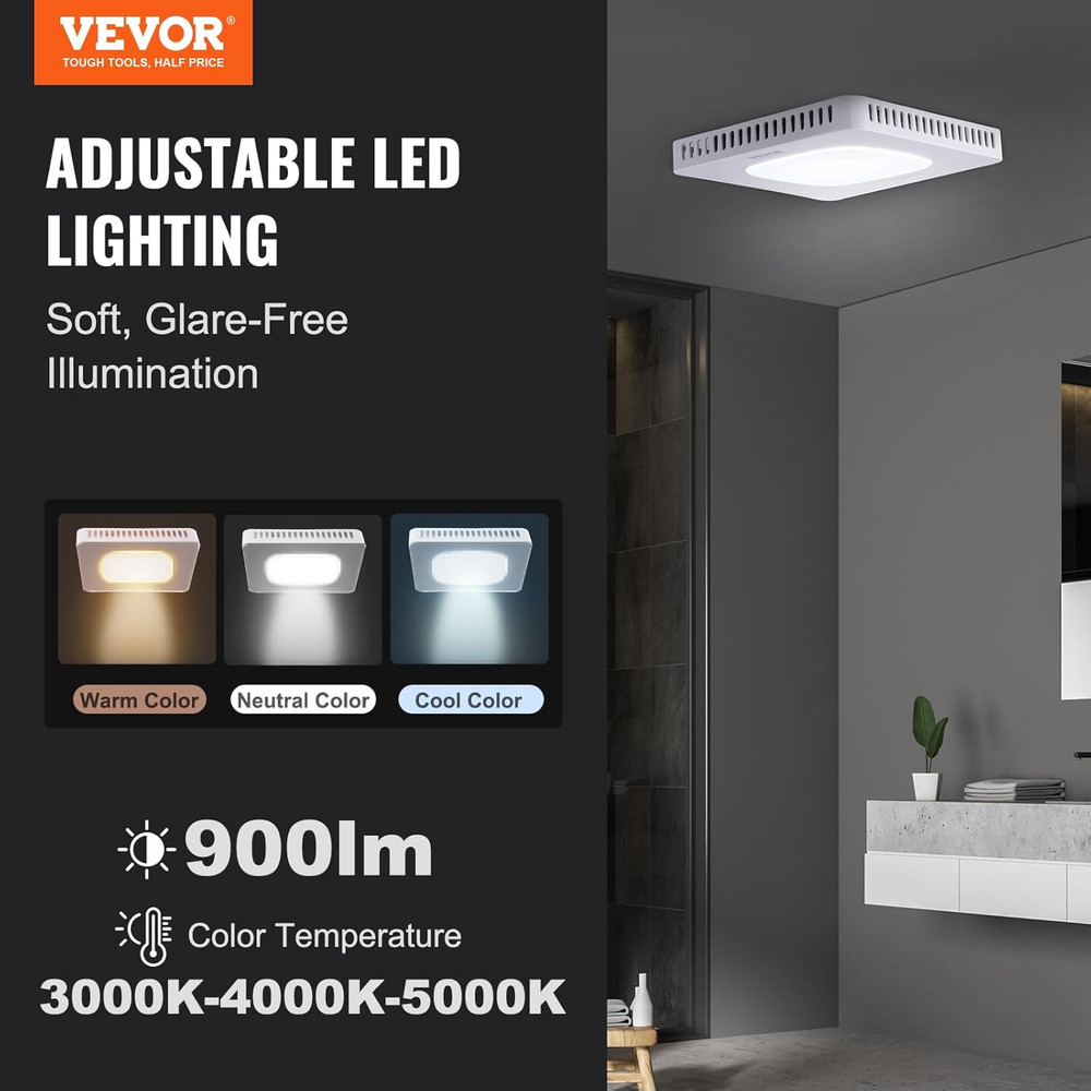 Bathroom Exhaust Fan, 110 CFM High-Efficiency Ventilation, Remote Control, 1.5So