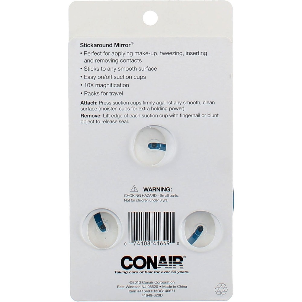 2 Pack Conair Suction Cup Mirror, 10x Magnification