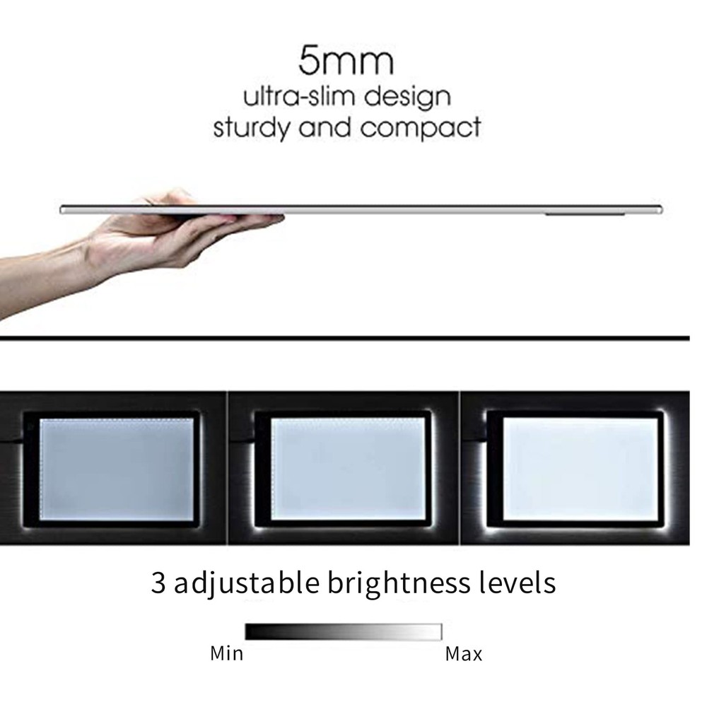 Light Box Drawing Pad, Tracing Board with Type-C Charge Cable and Brightness ...