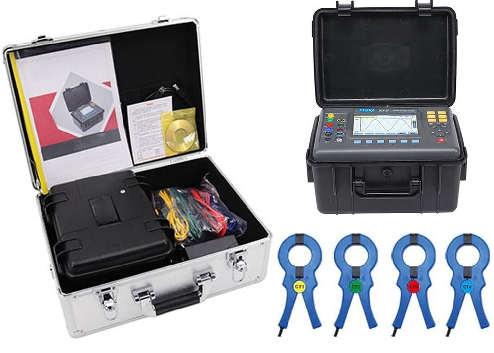 Power Quality Meter 3 Phase Power Quality Analyzer with Current Clamp 1.0A~1000A