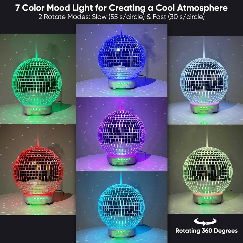 Disco Diffuser Ball Rotating -Essential Oil Diffuser with Whispe Quiet Operation