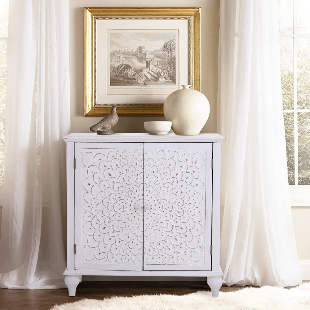Accent Cabinet Storage Sideboard Entryway Buffet Cupboard with Doors White
