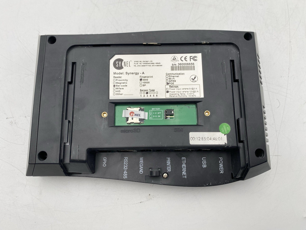 SYNEL Model Synergy A Biometric Fingerprint TimeClock