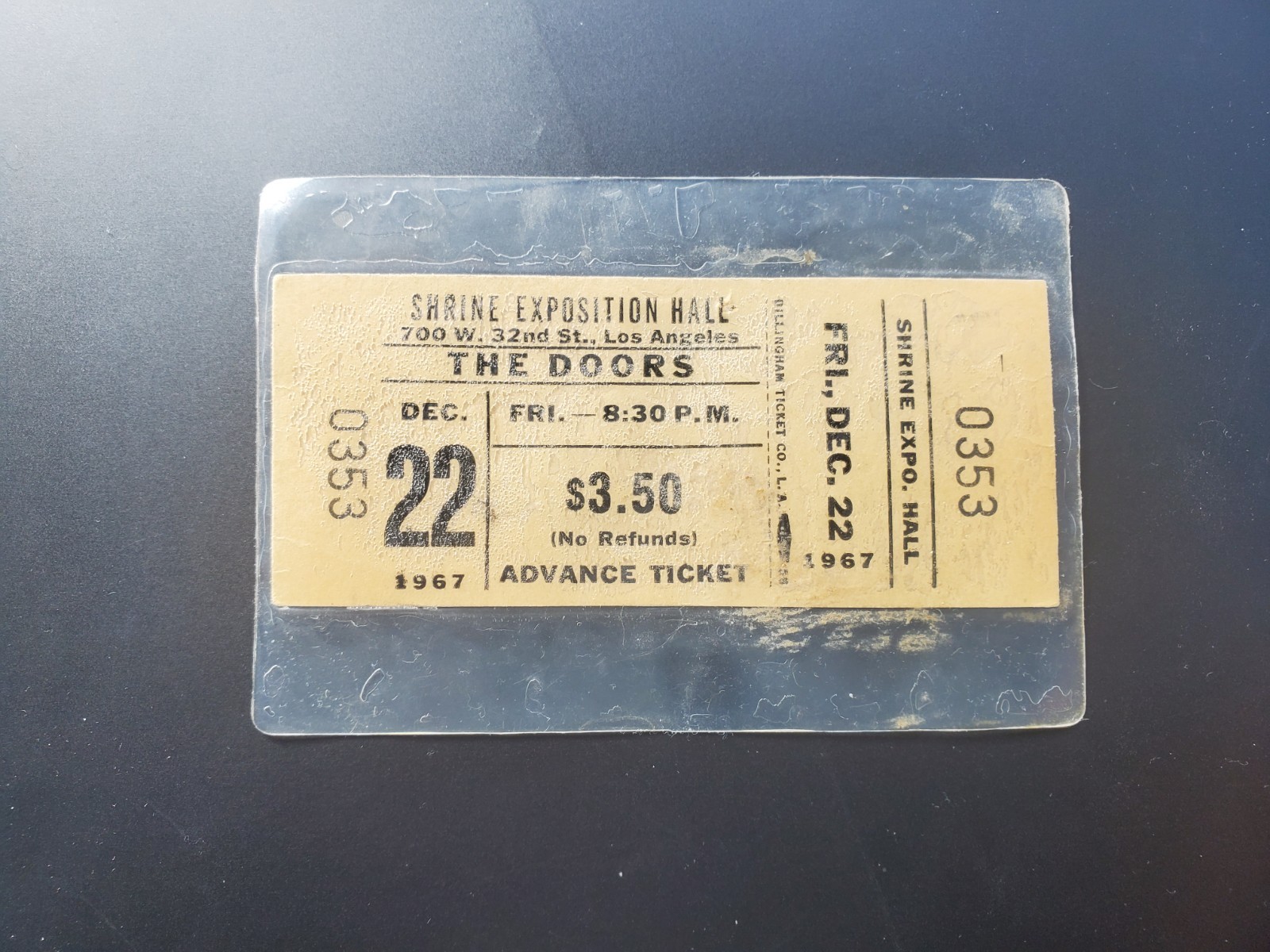 The DOORS Full Unused 1967 Concert Ticket Shrine Exposition Hall Los Angeles