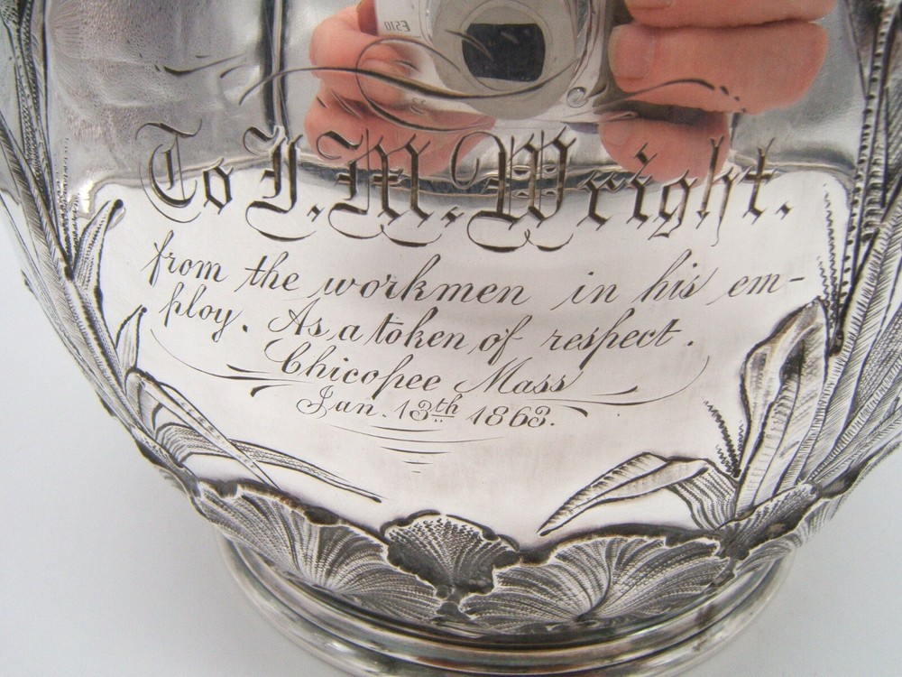 AMES MFG CO SILVER PRESENTATION WATER PITCHER 1863 SWORD MAKER