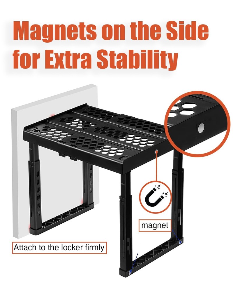 Locker Organizer Shelf， Adjustable Width and Height, Stackable, Ideal Locker ...