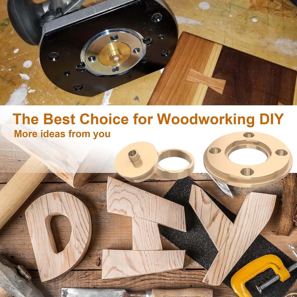 High-Quality 3-Piece Solid Brass Router Bushing Set - 1/4 Inch for Versatility