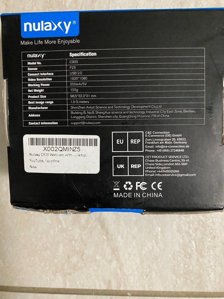 Nulaxy C900 Webcam Open box
