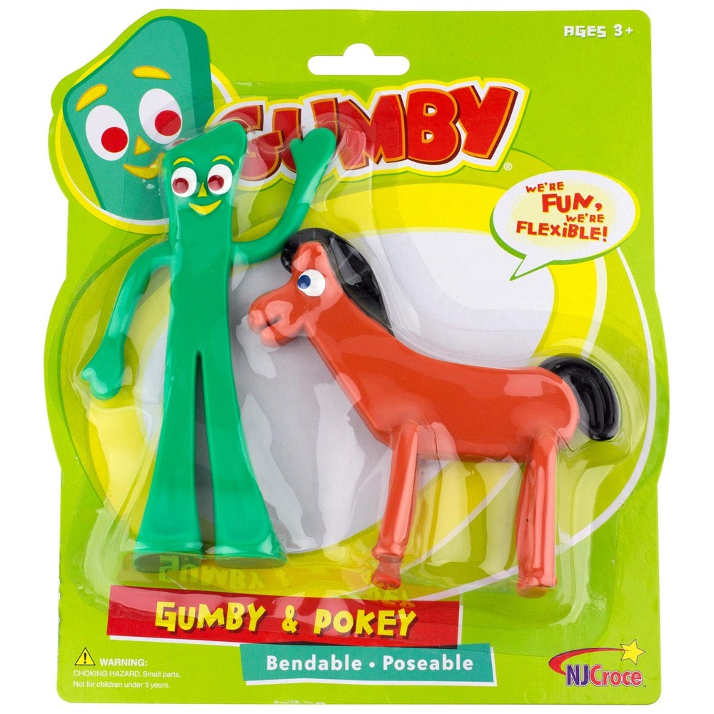 NJ Croce Gumby and Pokey 6" Pair Rubber Bendable Figures